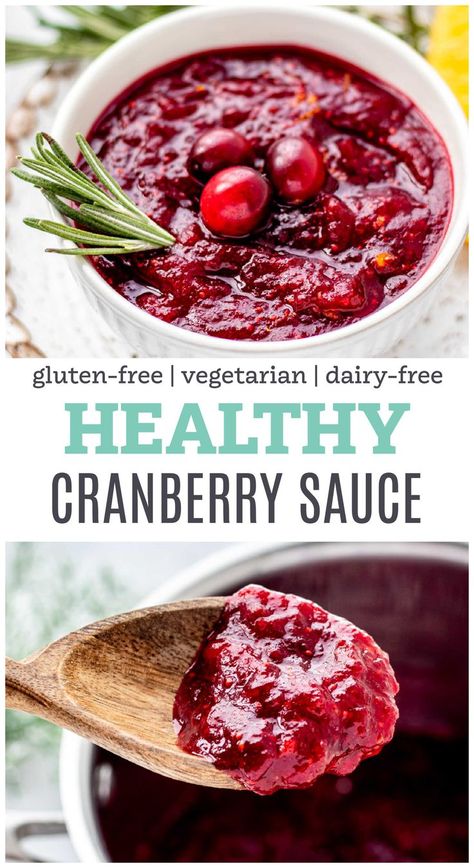 This healthy cranberry sauce recipe made with orange juice and cinnamon is a healthier way to add flavour to your turkey and fixings. With its ruby red hue, it makes a beautiful festive addition to any holiday meal! {Gluten-free & dairy-free} Cranberries Thanksgiving, Healthy Cranberry Sauce, Macro Dinner, Shred Recipes, Paleo Cranberry Sauce, Orange Cranberry Sauce, Paleo Holiday Recipes, Paleo Christmas, Best Cranberry Sauce