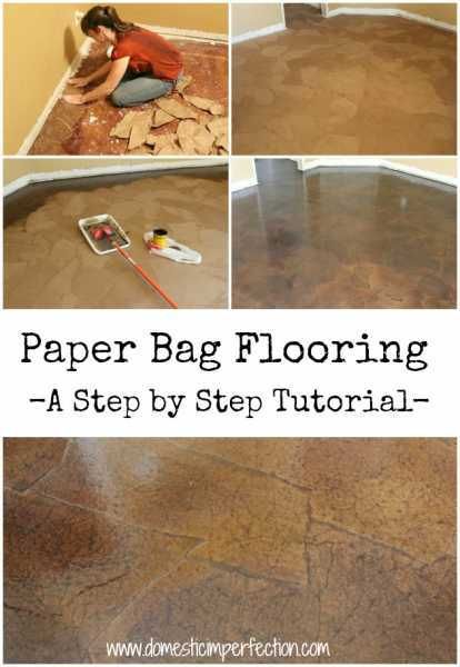 Paper-Bag-Flooring, looks perfect for the downstairs. Paper Bag Floor, Paper Bag Flooring, Paper Flooring, Diy Paper Bag, Paper Sack, Astuces Diy, Diy Casa, Brown Paper Bag, Star Party