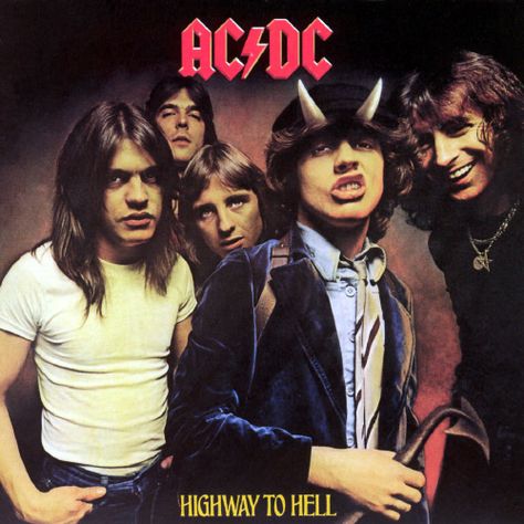 AC/DC - 'Highway To Hell' is probably my favorite album of theirs, although I love all their stuff. Bon Scott was da BOMB! <3 Acdc Black And White, Acdc Aesthetic, 1970's Aesthetic, Bands Posters, Rock Album Cover, Phil Rudd, Rock Wallpaper, Classic Rock Albums, Acdc Logo