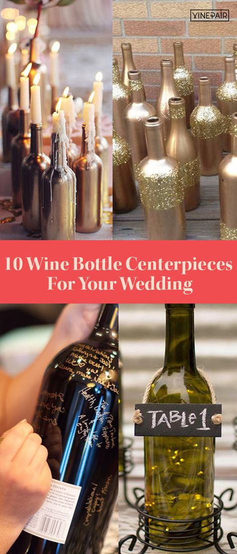 Wine Bottle Centerpieces With Lights, Table Decorations With Wine Bottles, Painted Wine Bottle Centerpieces Wedding, Wine Cork Lights, Repurpose Wine Bottles Wedding, Liquor Bottle Centerpieces For Wedding Diy, Wine Bottle Wedding Decor Centerpieces, Wine Cork Centerpiece Ideas, Wine Bottles As Centerpieces