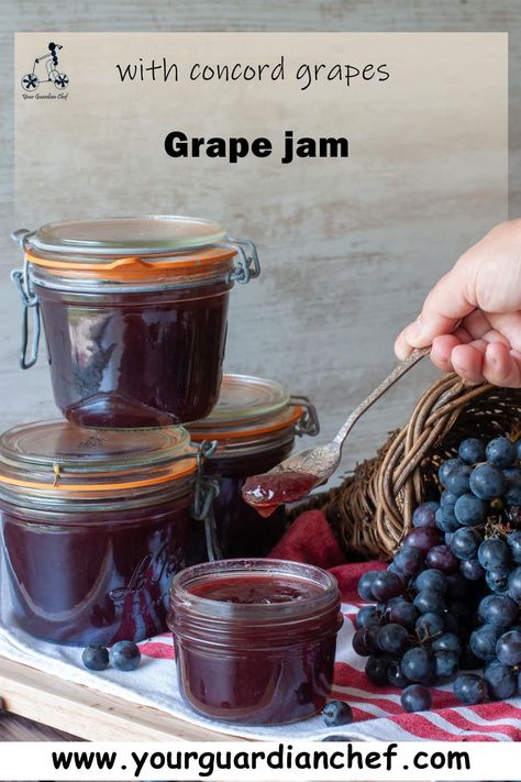 Concord Grapes Recipes, Old Grapes What To Do With, What To Make With Grapes, Grape Recipes Ideas, Concord Grape Recipes, Grape Jam Recipe, Bread With Butter, Concord Grapes, Grape Jam