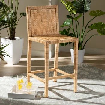 Bayou Breeze Haxby 26.8" Counter Stool | Wayfair Contemporary Counter Stools, Rattan Counter Stools, Counter Height Bar Stools, Counter Height Stools, Counter Bar Stools, Mahogany Wood, Stylish Furniture, Counter Stool, Dining Chair Set