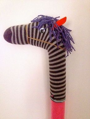 Pool Noodle Sock Horse! This is a little project that I made for Felix for his second birthday. It came about because he was 'riding' a... Pool Noodle Horse, Noodle Horse, Pool Noodle Crafts, Stick Horses, Hobby Horses, Horse Party, Pool Noodle, Pool Noodles, Hobby Horse