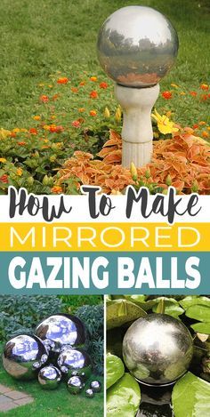 Check out this easy and inexpensive DIY project! Learn how to make mirrored gazing balls for your garden! #gardenideas #gardening #garden. gardening, garden art Bowling Ball Crafts, Bowling Ball Garden, Bowling Ball Yard Art, Bowling Ball Art, Solar Pond, Gardening Crafts, Gazing Balls, Unique Garden Art, Garden Globes