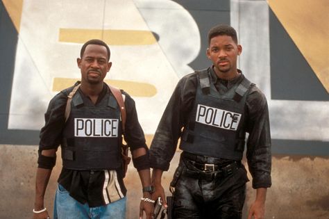 "Bad Boys" promo still, 1995.  L to R: Martin Lawrence, Will Smith. Will Smith Bad Boys, Celebrity Poses, Bad Boys Movie, Goosebumps 2, Bad Boys 3, Top 10 Films, Martin Lawrence, Boy Sign, Jada Pinkett