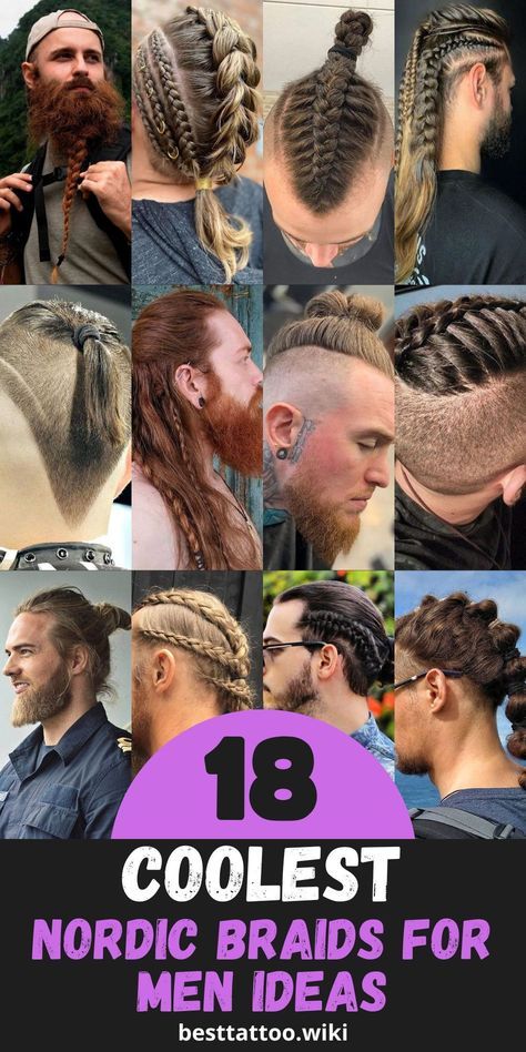 Dive into the world of Viking-inspired hairstyles with our exclusive collection of the top 18 Nordic braids for men in 2024. Explore the rugged elegance of these braided looks, perfect for gentlemen seeking a bold and distinctive appearance. Whether you prefer short or long hair, our selection offers versatile options to match your style and personality. Embrace the spirit of the Norse warriors and unleash your inner strength with our meticulously crafted Nordic braids. Viking Men Braids, Viking Hair Braids Male, Nordic Hairstyle Men, Nordic Braids For Men, Viking Hair Male, Male Viking Hair, Norse Braids, Male Viking Braids, Nordic Hairstyles