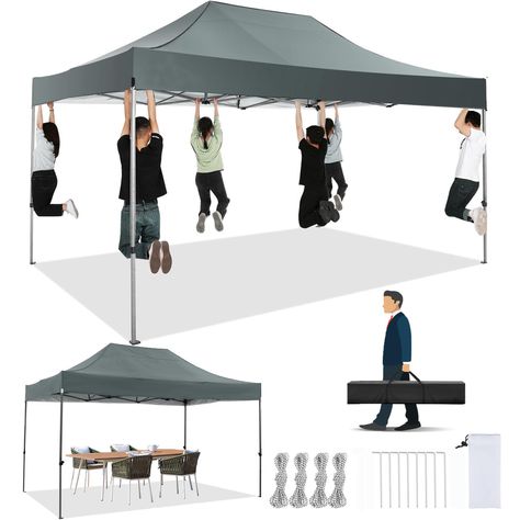 PRICES MAY VARY. ✅ 【Upgraded Heavy-Duty Frame】The 10x15 commercial canopy frame features a full truss construction with a powder-coated finish, ensuring durability and rust resistance. This heavy-duty pop-up canopy is even capable of supporting individuals, showcasing its high-quality build. Utilize the included ropes and nails to enhance the stability of the 10x15 party tent. ✅ 【Waterproof and UV Protection 50+】Crafted from high-quality 420D Oxford fabric with PU 1500mm, this 10x15 gazebo is no Tents For Parties, Party Gazebo, Waterproof Gazebo, Commercial Canopy, Party Canopy, Instant Tent, Canopy Tent Outdoor, Instant Canopy, Canopy Shelter