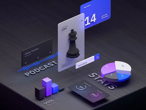 Ibm Design, 3d Ui, Fluent Design, Multimedia Design, Chess Tactics, Web Design Mobile, Ui Ux Designer, Isometric Design, Product Feature