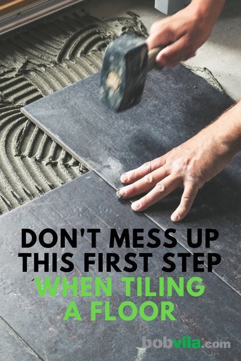 Tile Underlayment: Don’t Mess Up This First Step When Tiling a Floor Tiling Tips And Tricks, Diy Floor Tile Installation, How To Tile A Floor, Install Tile Floor, Basement Floor Tile, Tiling Floor, Tiling Ideas, Installing Tile Floor, Black Tile Bathrooms