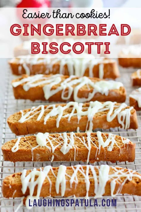 Ginger Biscotti Recipe, Gingerbread Biscotti Recipe, Best Biscotti Recipe, Gingerbread Biscotti, Melted White Chocolate, Pinterest Christmas, Italian Cookie Recipes, Biscotti Cookies, Amazing Desserts