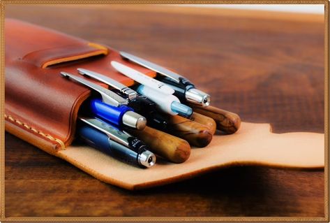 Leather Pencil Case, Luxury Pens, Gifts For An Artist, Pen Case, Personalized Leather, Student Gifts, Office School, Pen Holders, Vegetable Tanned Leather