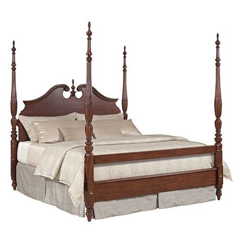 Hadleigh Rice Carved King Bed - Complete | La-Z-Boy Wood Four Poster Bed, Rice Bed, Carved Bed, King Poster Bed, Carved Beds, Kincaid Furniture, Queen Poster, Poster Bedroom, Sophisticated Decor