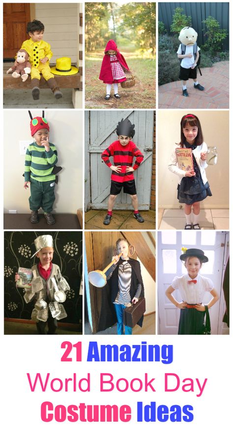 21 Awesome World book Day Costume Ideas for Kids. If you are looking for some world book day inspiration here are the best DIY book character costumes your children will love to wear at School this year. Character Day At School Ideas Kids, Book Character Costumes Kindergarten, Kids Book Costume, Dress Up Favorite Book Character, Book Week Costume Boys, Prek Book Character Costumes, Baby World Book Day Costume, Book With No Pictures Costume, Boys Book Week Costume Ideas