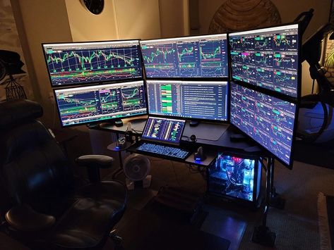 Trading Computers - Investing & Trading Computers الشموع اليابانية, Trading Desk, Teknologi Gadget, Casa Loft, Computer Set, Desktop Setup, Gaming Room Setup, Work Room, Bureau Design