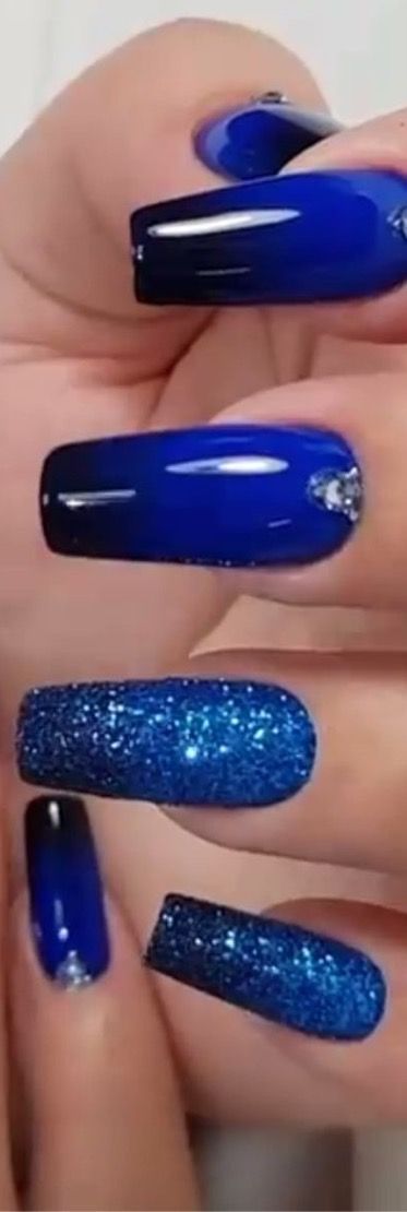 Blue And Black Prom Nails, Royal Blue And Black Nails, Black Prom Nails, Blue Wedding Nails, Black Ombre Nails, Blue Ombre Nails, Cross Nails, Blue Acrylic Nails, Dark Nails