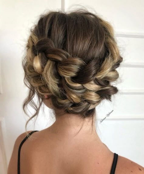 Romantic Double Crown Braid Updo Crown Braid Updo, French Braid Updo, Braids Long, Style Braids, Double French Braids, Hairstyles Girl, Quick Braids, Hairstyle Braids, Braids Ponytail