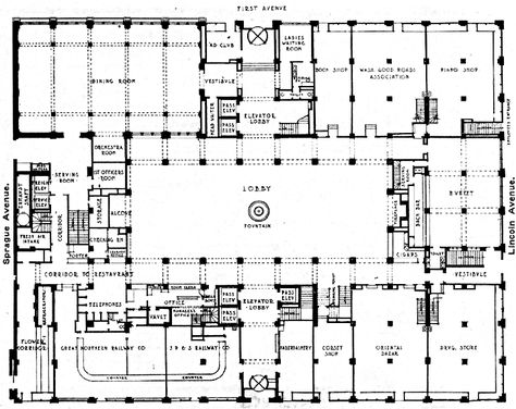 Hotel Lobby Floor Plan Layout, Hotel Ground Floor Plan, Hotel Lobby Floor Plan, Lobby Floor Plan, Boutique Hotel Lobby, Tropical Hotel, Vintage Floor Plans, Hotel Floor Plan, Hotel Floor