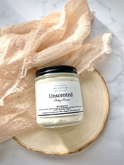 Unscented Whipped Body Butter Mousse | Whipped Body Butter Body Butter Photography, Body Mousse, Diy Body Butter, Product Photoshoot, Body Butters Recipe, Kukui Nut, Kokum Butter, Brand Ideas, Business Content