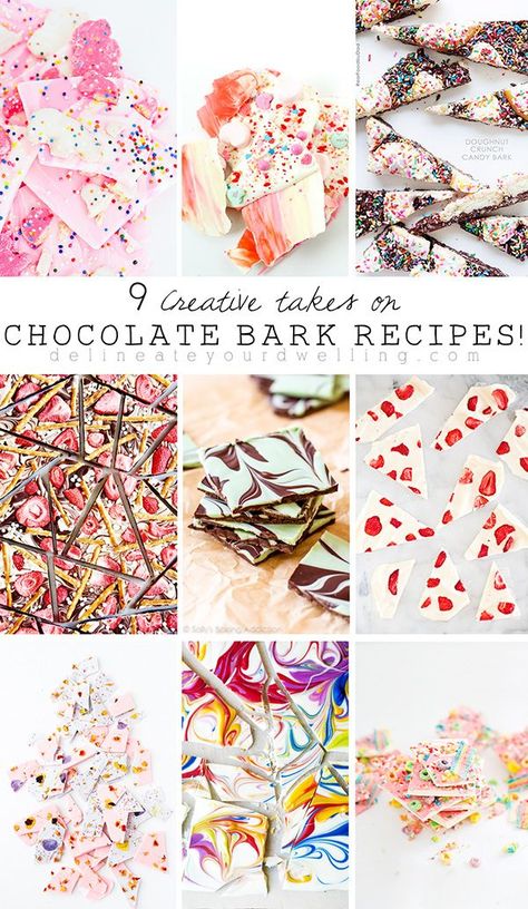 Nine Must Try Creative Chocolate Bark Dessert Recipes, Delineate Your Dwelling Candy Bark Ideas, Easy Chocolate Bark Recipes, How To Make Chocolate Bark, Barks Chocolate, Bark Candy Recipes, Chocolate Bark Recipes Easy, Chocolate Bark Ideas, Peach Treats, Bark Dessert