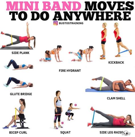 Excersise Band Workout, Mini Band Exercises, Healthy Bodies, Resistance Band Training, Band Exercises, Hockey Training, Hiit Workout At Home, Daily Workout Plan, Workout Posters