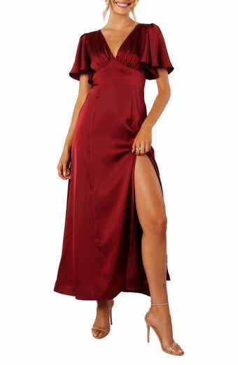 Petal & Pup Nadia One-Shoulder Satin Maxi Dress | Nordstrom Flowy Satin Dress, Stylish Maxi Dress, Julia Dress, Short Sleeve Maxi Dresses, Mauve Dress, Flowy Maxi Dress, Satin Maxi, Satin Maxi Dress, Maxi Dress With Sleeves