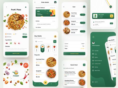 Food Mobile App Design, Nutrition App Design, Food App Color Palette, Menu App Design, App Menu Design, Healthy Food App, Food App Design, Food App Ui, Pizza App