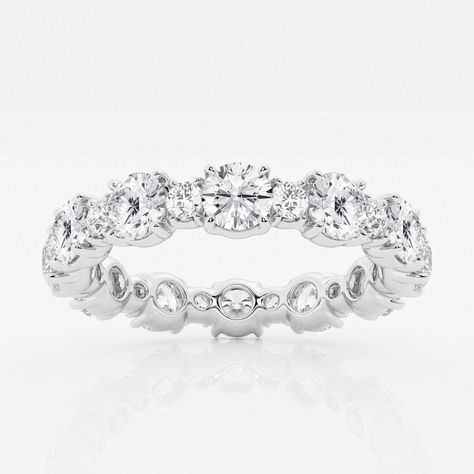 Wedding Band For Round Diamond, Ring Redesign, Cute Engagement Rings, Diamond Anniversary Bands, Diamond Eternity Band, White Gold Wedding Bands, Half Eternity Band, Circle Diamond, Eternity Wedding Band