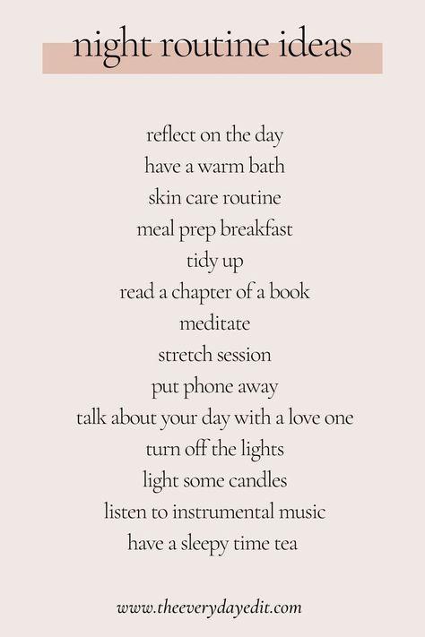 Nighttime Self Care Aesthetic, Good Night Time Habits, Nightly Routine Aesthetic, Healthy Night Time Routine, Night Routine Quotes, Selfcare Night Routine, Healthy Routine Daily Lifestyle, Nighttime Routine Aesthetic, Night Time Routine Aesthetic