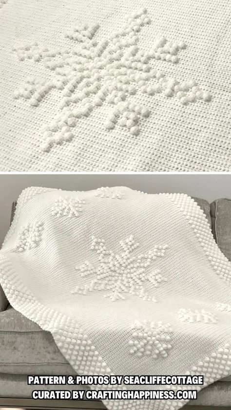 Snowflake Crochet Afghan Pattern Free, Snowflake Afghan Crochet, Crocheted Christmas Baby Blankets, Christmas Blanket Patterns Free, Winter Themed Crochet Blanket, Snowflake Crochet Blanket Pattern, Snowflake Blanket Crochet Pattern Free, Crochet Winter Blanket Free Pattern, Let It Snow Crochet Blanket