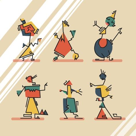 Abstract character illustrations by boblina. #people #art #modernist Abstract Art Character, Abstract Cartoon Character, Abstract Character Illustration, Abstract Character Design, Geometric Character Design, Geometric Character, Geometric People, Ballet Illustration, Personal Branding Design