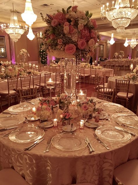 Classic Elegance Wedding @ Coral Gable Country Club / A&C Wedding #coralgablecountryclub #miamiwedding #romanticwedding #CGCCwedding Quince Themes Outside, Quince Decorations Pink And White, Country Quinceanera Ideas Decoration, Elegant Quince Decorations, Elegant Quince Centerpieces, Flower 15 Theme, Pink Xv Theme, Quincera Decoration Ideas, Pink Invation Card