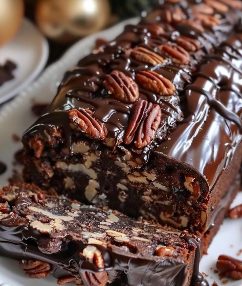 Luscious Chocolate Pecan Loaf Chocolate Pecan Loaf Cake, Pecan Pie Loaf, Chocolate Pecan Loaf, Special K Loaf Recipe, Pecan Loaf, Coffee Cake Loaf, Nut Loaf, Chocolate Loaf, Loaf Cakes