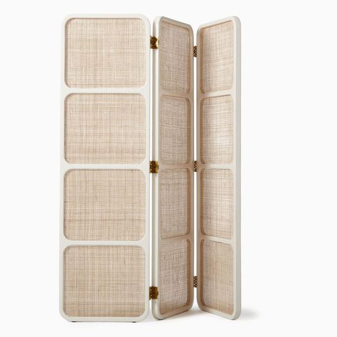 Ida Woven Screen | West Elm Cane Room Divider, Cane Panel, Workspace Ideas, Garden Fashion, Metal Fireplace, 4 Panel Room Divider, Partition Screen, Dream Interior, Divider Screen