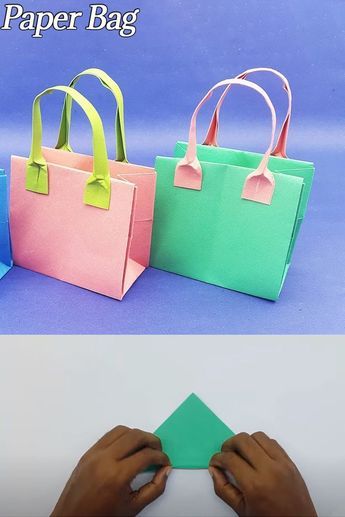 How to make a paper gift bag easily with color paper at home. DIY shopping paper bag handmade easy video tutorial. Make this origami bag with paper step by step. #PaperCraft #Bag #DIY Make A Paper Bag, Shoping Bag, How To Make A Paper Bag, Diy Paper Bag, Handmade Gifts For Boyfriend, Tutorial Origami, Origami Bag, Gift Bags Diy, Easy Paper Crafts Diy