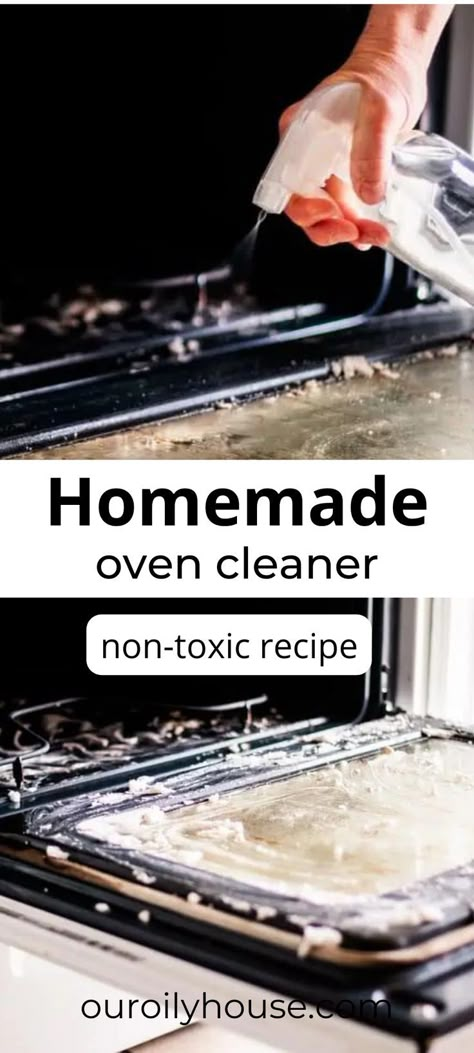 This is a two-part oven cleaner for deep cleaning extremely dirty ovens. How To Deep Clean Your Oven, Clean Bottom Of Oven, Non Toxic Oven Cleaning, Diy Oven Cleaner For Self Cleaning Oven, Homemade Stove Cleaner, Cleaner For Oven, Oven Cleaner Hack, Natural Oven Cleaners Cleaning Recipes, Home Oven Cleaner