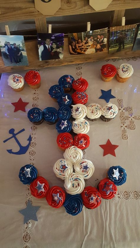 Navy Officer Commissioning Party, Navy Promotion Party, Coast Guard Themed Party, Us Navy Party Ideas, Leaving For The Navy Party, Us Navy Themed Party, Boot Camp Party Ideas, Navy Bootcamp Party, Coast Guard Party