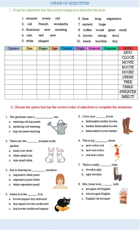 Adjectives Worksheet 2nd Grade, Order Of Adjectives Worksheet, Adjectives Exercises, Adjectives Worksheet, Order Of Adjectives, Adjectives Activities, Text To Self Connection, Adjective Words, English Grammar Exercises