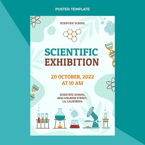 Poster For Science Exhibition, Science Exhibition Poster Design, Science Club Poster, Science Event Poster, Science Poster Design, Laboratory Poster, Exhibition Design Poster, Graduate Poster, Science Fair Poster