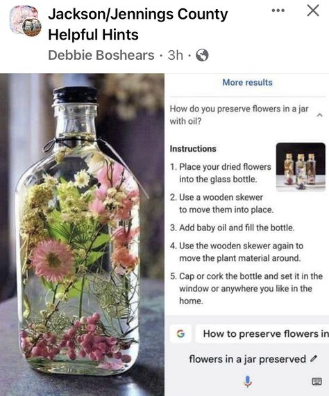 Dried Flowers In Vase Glass Jars, Natural Witchy Decor, Stuff To Do With Dried Flowers, Diy Herbarium Bottle, Herbarium Bottle Diy, Garden Witch Home Decor, Filling Vases Ideas, Fairy Core Bathroom Ideas, How To Preserve Flowers In A Jar