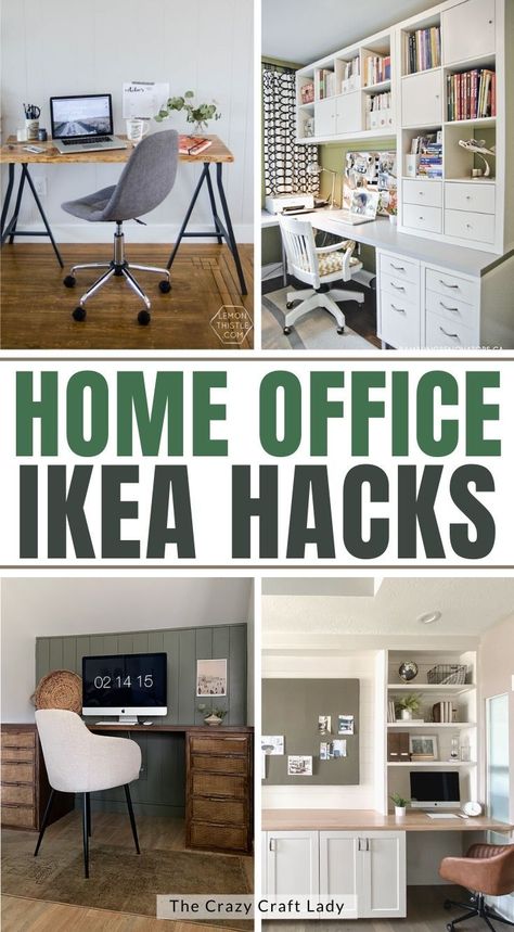 Whether you have a large office space or looking to turn one of the small spaces in your home into an office, I have some of the best Ikea home office hacks for you to try. The Ikea furniture and products below will help you turn any space into the perfect office space! Clever Home Office Storage Ideas, Office Nook Ikea, Ikea Hack Desk Workspaces Home Office, Ikea Office For Two, Office Ikea Ideas Business, Office Area In Dining Room, Home Office Storage Ideas Ikea Hacks, Diy Ikea Home Office, Office With Ikea Furniture