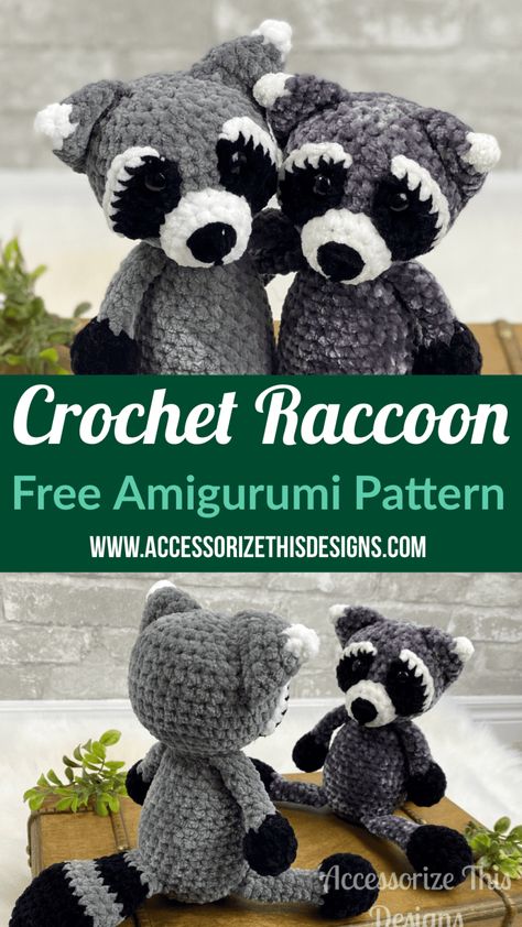 How to Make a Crochet Raccoon Free Amigurumi Pattern by Darling Maple Designs. This free crochet raccoon stuffed animal pattern works up quickly with easy to follow written instructions and supplemental videos to help you along the way. #raccooncrochet #freecrochetpattern #raccoonstuffedanimal