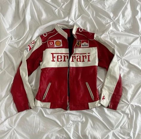 Vintage Ferrari Jacket, Ferrari Leather Jacket, Vintage Ferrari, Ferrari Jacket, Slay Outfits, Racing Jackets, Aesthetic Grunge Outfit, Racing Jacket, Illustration Fashion Design