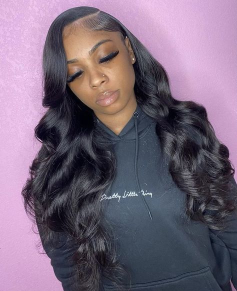 Hairstyles For Leave Out Sew In, 30 Inch Weave Sew Ins Leave Out, Curled Side Part Sew In, Closure Hairstyles Side Part, Quick Weave Hairstyles For Black Women Long Side Part, Sew In W Leave Out, Frontal Wig Side Part Curls, Sidepart Sewin With Leave Out Straight, Sew In Hairstyles Side Part Body Wave