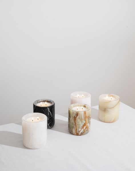 Forever Candles Marble Candle Jar, Onyx Candle Holder, Candle Decoration Ideas, Marble Candles, Sustainable Consumption, Saint Candles, Candle Decoration, Natural Calm, Candle Design