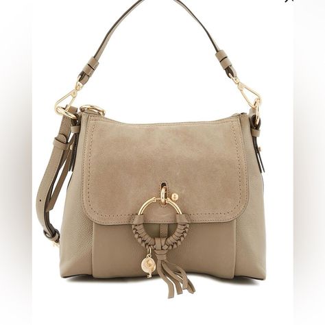 Gorgeous New With Tags See By Chloe Joan Crossbody Bag In Rich Gray Color. See By Chloe Joan, Chloe Crossbody Bag, Chloe Purses, Chloe Bags, Chloe Handbags, Leather Handbags Crossbody, Black Leather Purse, Crossbody Bag Women, Hanging Bag