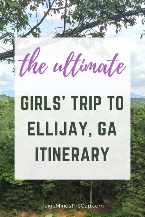 A Girls’ Trip to Ellijay, Georgia: The Perfect Itinerary | The North Georgia Mountains are the perfect place for a girls’ weekend getaway! Just a short two hour drive from Atlanta, Ellijay is the ideal small town to find peace and relaxation with your girlfriends. This perfect girls’ trip itinerary for Ellijay, Georgia will give you and your friends the downtime you deserve. The Perfect Girls’ Trip to Ellijay, Georgia Itinerary. Getaway Weekend. | Find more travel tips at PaigeMindsTheGap.com Cabin Trip Itinerary, Girls Mountain Trip, Girls Cabin Weekend Ideas, Georgia Itinerary, Couple Trips, Rare Places, Ga Mountains, Girls Trip Destinations, Explore Georgia