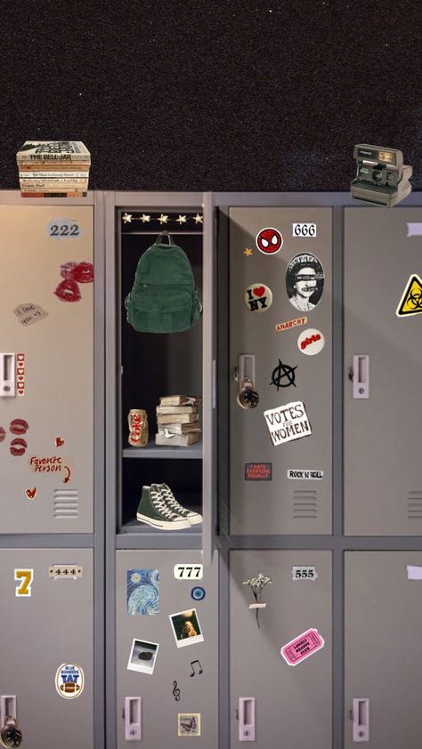 lockers #school #locker #moodboard #vintage #aesthetic Posters For Lockers, Lockeroom Aesthetic, Decorated School Lockers, School Lockers Aesthetic, High School Lockers Aesthetic, School Locker Decorations Aesthetic, Aesthetic School Locker, School Locker Aesthetic, School Vintage Aesthetic