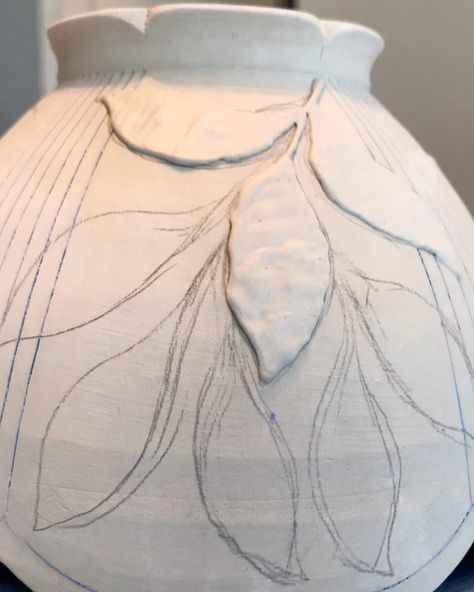 Alison Fawcett on Instagram: “A little slip trailing and carving action...getting new work ready for my setup at Rosewood Art Center for Art on the Commons in October.…” Slip Art Pottery, Slip Trailing Pottery Design, Vase Design Ideas, Slip Trailing Ceramics, Pottery Decoration, Slip Trailing, Ceramic Slip Trailing, Slip Trailing Pottery, Ceramic Vase Carving