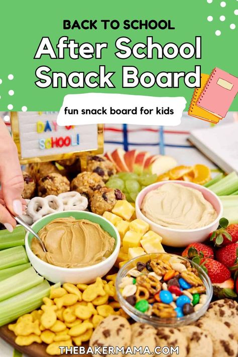 Check out this After School Snack Board for kids. Celebrate the first day of school with this fun, kid-friendly Snack Board! Make a snack board filled with heathy foods, fun snacks, and some sweet treats. Your kids will love this after school snack! Snack Board For Kids, Yogurt Covered Pretzels, Celebration Desserts, Mini Chocolate Chip Cookies, Peanut Butter Snacks, After School Snack, Kid Friendly Snack, Cookie Snack, Snack Board