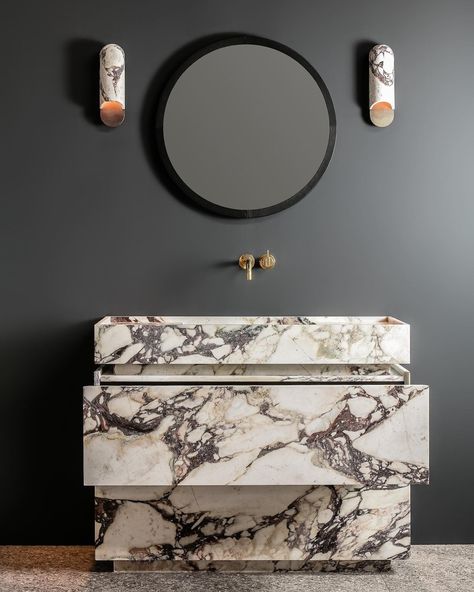 Bathroom Marble Vanity, Vanity Unit Bathroom, Unit Bathroom, Marble Bathroom Vanity, Marble Basin, Bathroom Marble, Sink Vanity Unit, Bathroom Ambiance, Powder Room Vanity